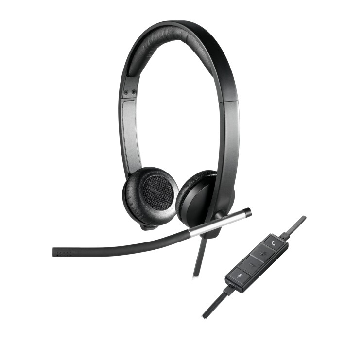Logitech H650E Auricolare Cablato A Padiglione Ufficio USB tipo A Nero, Argento