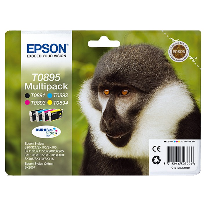 Epson Monkey Multipack 4 colori DURABrite Ultra Scimmia T0895