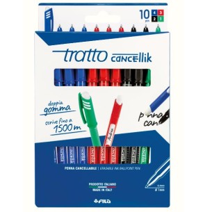 Tratto F832700 penna a sfera Nero, Blu, Verde, Rosso 10 pz