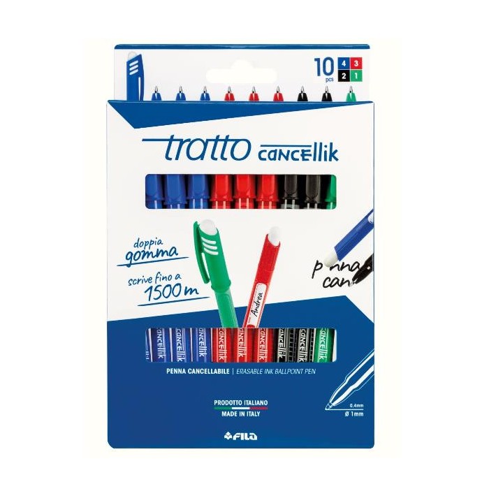Tratto F832700 penna a sfera Nero, Blu, Verde, Rosso 10 pz