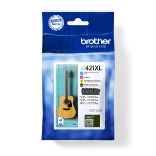 Brother LC421XLVAL cartuccia d'inchiostro 1 pz Originale Nero, Ciano, Magenta, Giallo