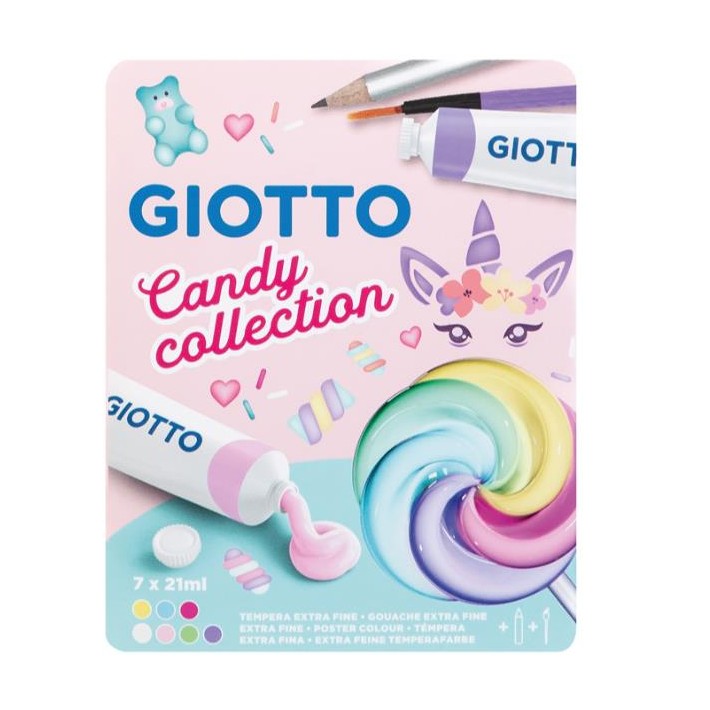 Giotto F302100 colore a tempera 21 ml Tubo Blu, Verde, Rosa, Rosso, Viola, Bianco, Giallo