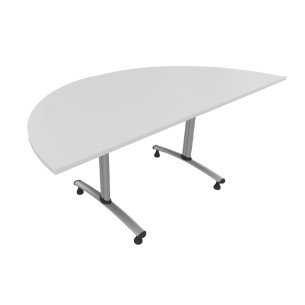 Tavolo Tiglio Fisso Semicerchio in Melaminico con Piedini - Dimensioni 180xr90x76,5 cm - Colore Bianco - Colore Struttura Grigio