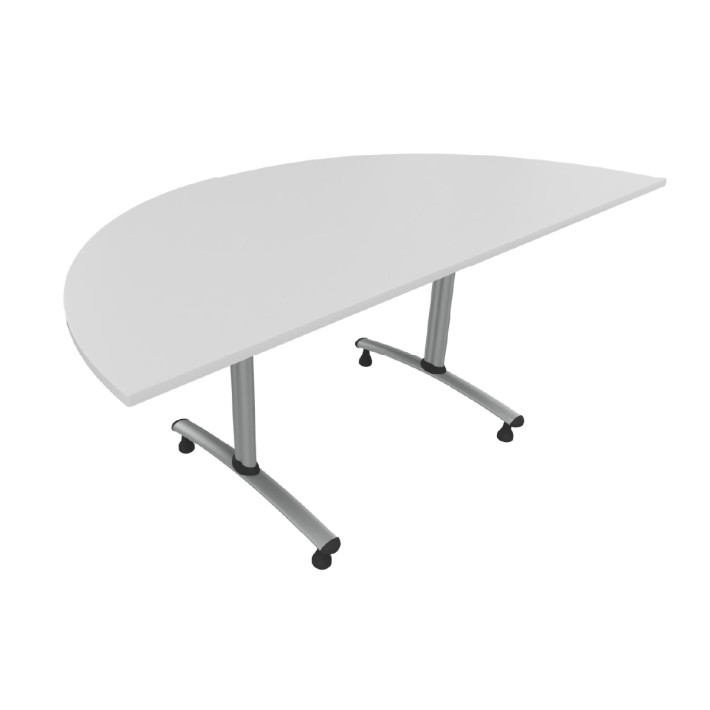 Tavolo Tiglio Fisso Semicerchio in Melaminico con Piedini - Dimensioni 180xr90x76,5 cm - Colore Bianco - Colore Struttura Grigio