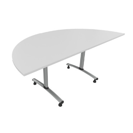 Tavolo Tiglio Fisso Semicerchio in Melaminico con Piedini - Dimensioni 180xr90x76,5 cm - Colore Bianco - Colore Struttura Grigio