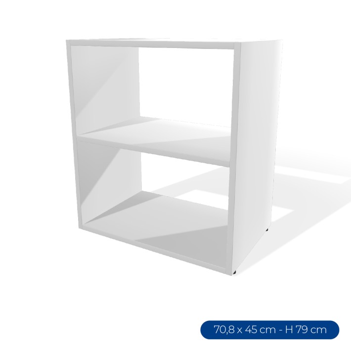 Armadiatura Aperta Edera Base Rettangolare a 2 Comparti - Dimensioni 70,8 x 45 x 79 cm - Colore Bianco