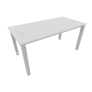 Tavolo Tiglio Lab in Melaminico con Piedini e Fori Passacavo - Dimensioni 160x80x77 cm - Colore Bianco - Colore Struttura Grigio