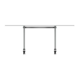 Tavolo Tiglio Fisso Semicerchio in Melaminico con Ruote - Dimensioni 180xr90x76,5 cm - Colore Bianco - Colore Struttura Grigio 2