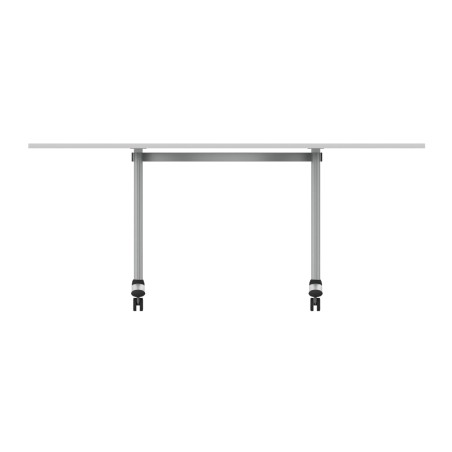 Tavolo Tiglio Fisso Semicerchio in Melaminico con Ruote - Dimensioni 180xr90x76,5 cm - Colore Bianco - Colore Struttura Grigio