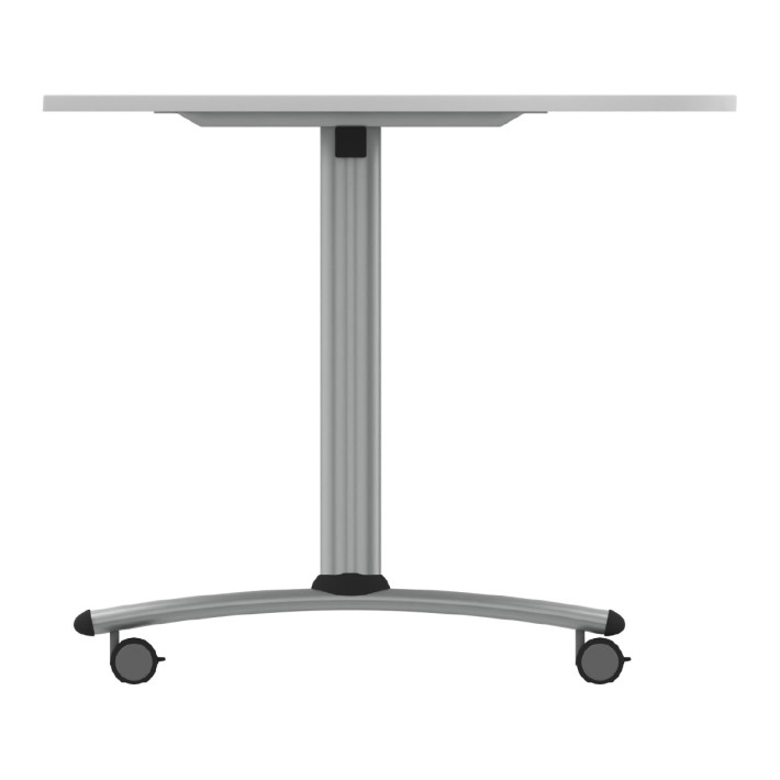 Tavolo Tiglio Fisso Semicerchio in Melaminico con Ruote - Dimensioni 180xr90x76,5 cm - Colore Bianco - Colore Struttura Grigio