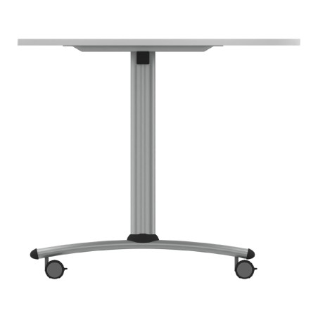 Tavolo Tiglio Fisso Semicerchio in Melaminico con Ruote - Dimensioni 180xr90x76,5 cm - Colore Bianco - Colore Struttura Grigio