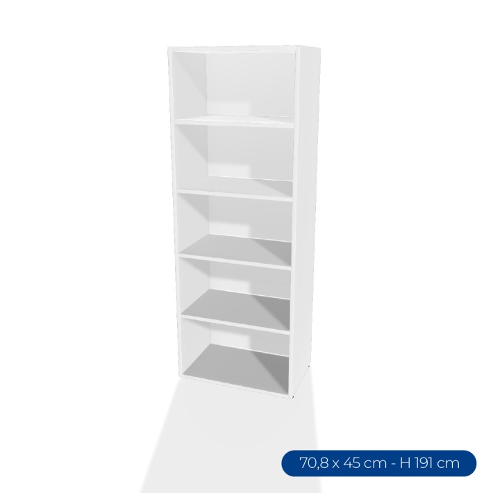 Armadiatura Chiusa Edera Base Rettangolare a 5 Comparti - Dimensioni 70,8 x 45 x 191 cm - Colore Bianco
