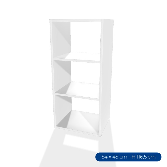Armadiatura Aperta Edera Base Rettangolare a 3 Comparti - Dimensioni 53,7 x 45 x 116,5 cm - Colore Bianco