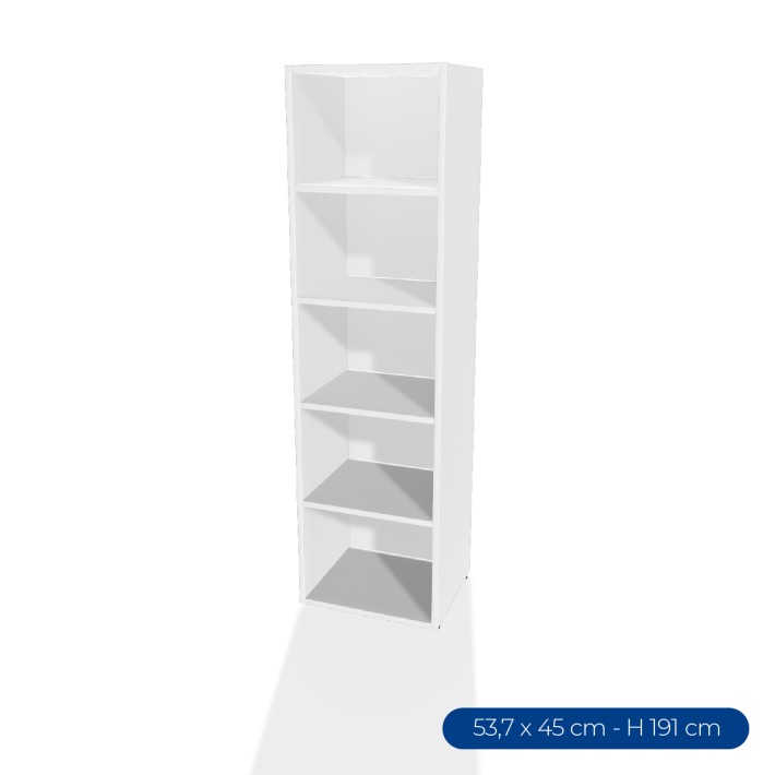 Armadiatura Chiusa Edera Base Rettangolare a 5 Comparti - Dimensioni 53,7 x 45 x 191 cm - Colore Bianco