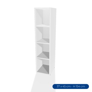 Armadiatura Chiusa Edera Base Rettangolare a 4 Comparti - Dimensioni 36,6 x 45 x 154 cm - Colore Bianco