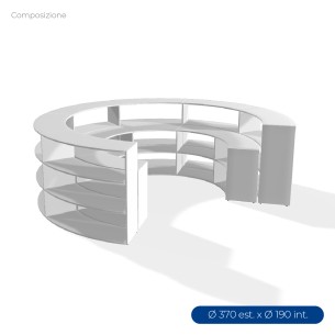 COMPOSIZIONI EDERA Armadio ad Arco in Truciolare Ignifugo - Diametro Esterno 370 cm, Diametro Interno 190 cm - Colore Bianco