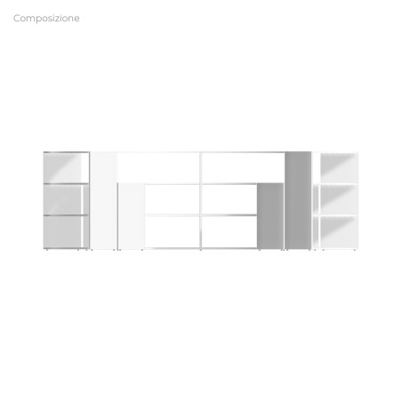 COMPOSIZIONI EDERA Armadio ad Arco in Truciolare Ignifugo - Diametro Esterno 370 cm, Diametro Interno 190 cm - Colore Bianco