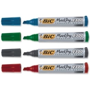 BIC Marking 2300 marcatore permanente Punta smussata Nero, Blu, Verde, Rosso 4 pz