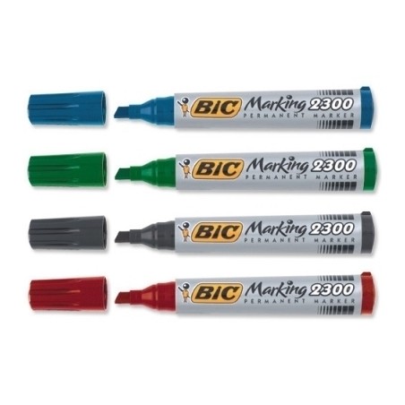 BIC Marking 2300 marcatore permanente Punta smussata Nero, Blu, Verde, Rosso 4 pz