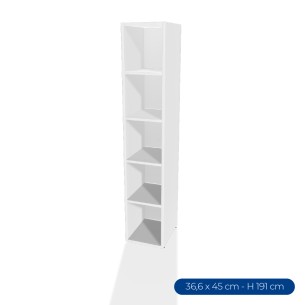 Armadiatura Chiusa Edera Base Rettangolare a 5 Comparti - Dimensioni 36,6 x 45 x 191 cm - Colore Bianco