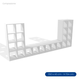 Armadio Composizione Edera - Dimensioni 350 x 45 x 154 cm - Colore Bianco