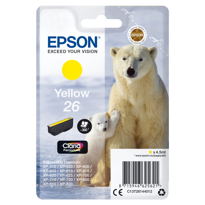 Epson Polar bear Inchiostro giallo singolo Claria Premium Orso bianco 26