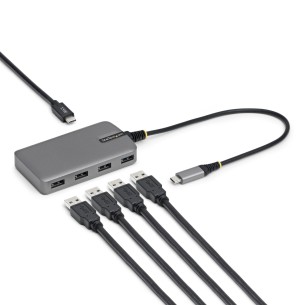 StarTech.com Hub USB-C 4 Porte USB-A 5Gbps, Alimentazione da Bus con Ingresso Alimentazione USB-C Ausiliario, Cavo Host USB-C