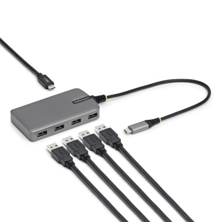 StarTech.com Hub USB-C 4 Porte USB-A 5Gbps, Alimentazione da Bus con Ingresso Alimentazione USB-C Ausiliario, Cavo Host USB-C
