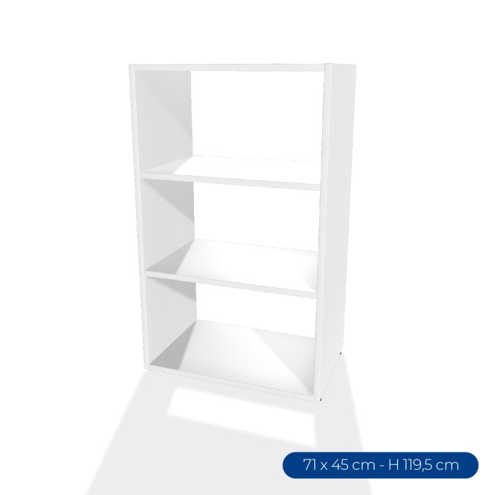 Armadiatura Chiusa Edera Base Rettangolare a 3 Comparti - Dimensioni 70,8 x 45 x 119,5 cm - Colore Bianco