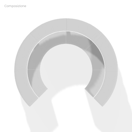 COMPOSIZIONI EDERA Armadio ad Arco - Ingombro Diametro Esterno 370 cm, Diametro Interno 190 cm - Colore Bianco