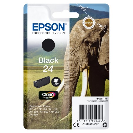 Epson Elephant Inchiostro nero singolo Claria Photo HD Elefante 24
