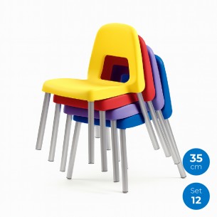 Set 12 Sedie Modello Piuma - Altezza seduta 35 cm - Colori Assortiti