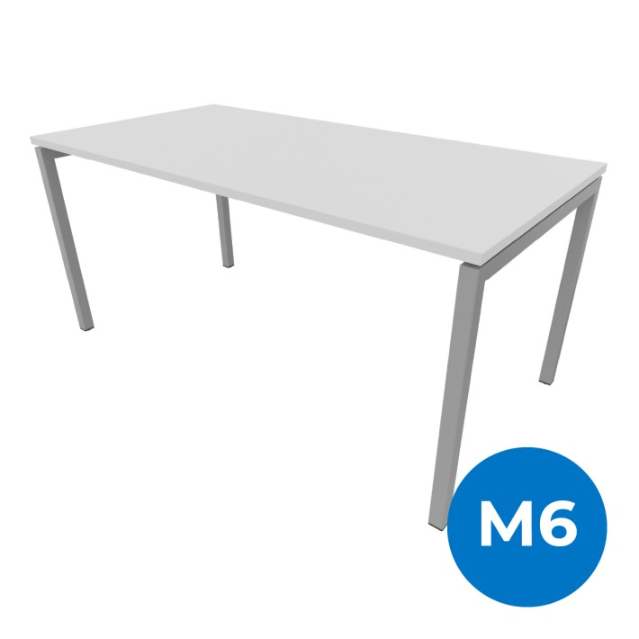 Tavolo Nova U in Melaminico - Dimensioni 160 x 80 x 74 cm – Colore Piano Bianco – Colore Struttura Grigio Chiaro