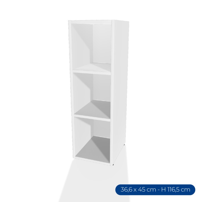 Armadiatura Chiusa Edera Base Rettangolare a 3 Comparti - Dimensioni 36,6 x 45 x 116,5 cm - Colore Bianco