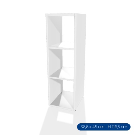 Armadiatura Aperta Edera Base Rettangolare a 3 Comparti - Dimensioni 36,6 x 45 x 116,5 cm - Colore Bianco