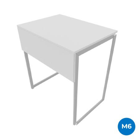 Tavolo Pino R in Melaminico con Ruote - Dimensioni 50 x 60 x 76 cm (M6) - Colore Piano Bianco - Colore Struttura Grigio