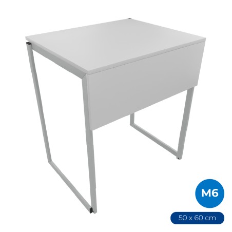 Tavolo Pino R in Melaminico con Ruote - Dimensioni 50 x 60 x 76 cm (M6) - Colore Piano Bianco - Colore Struttura Grigio