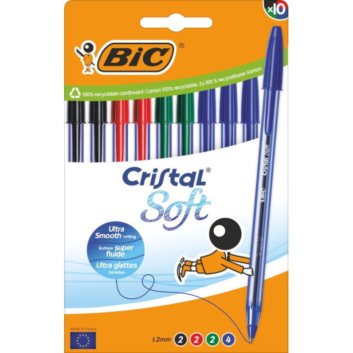 BIC 516359 penna a sfera Nero, Blu, Verde, Rosso 10 pz