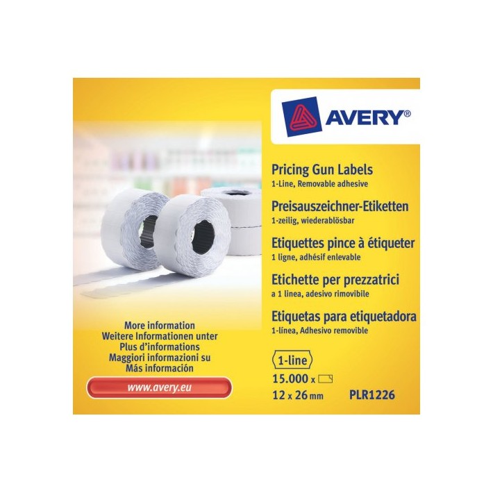 Avery PLR1226 etichetta autoadesiva Etichetta con prezzo Bianco 15000 pz