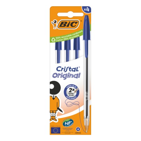 BIC Cristal Original Blu Penna a sfera Medio 4 pz