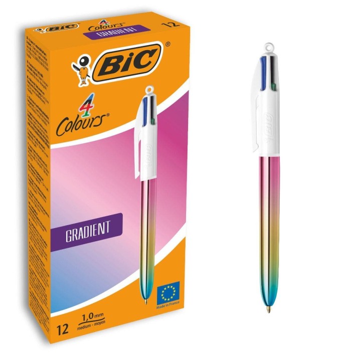 BIC 511034 penna a sfera Nero, Blu, Verde, Rosso Penna a sfera retrattile a clip Medio 12 pz