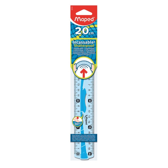 Maped Flex 20 cm Plastica Blu, Traslucido 1 pezzo(i)