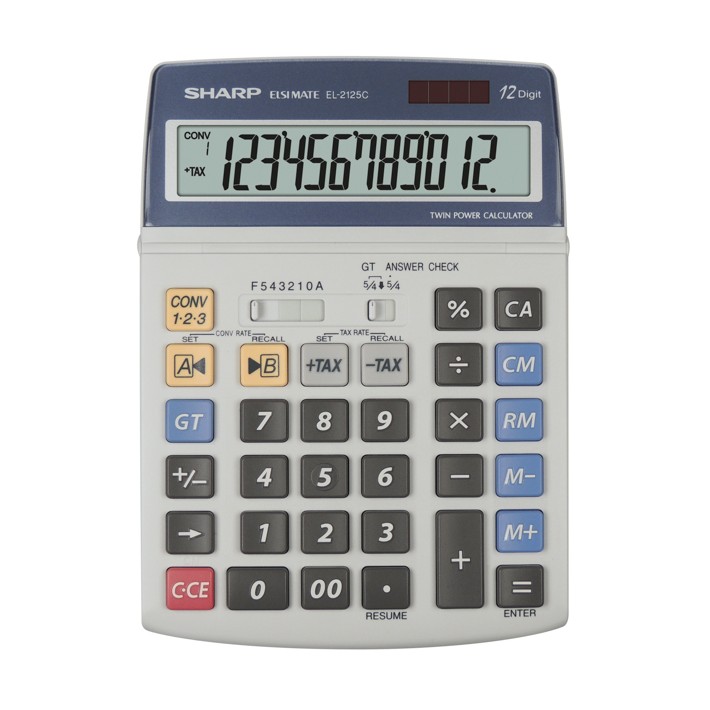 Sharp EL2125C calcolatrice Desktop Calcolatrice finanziaria Nero, Blu, Grigio