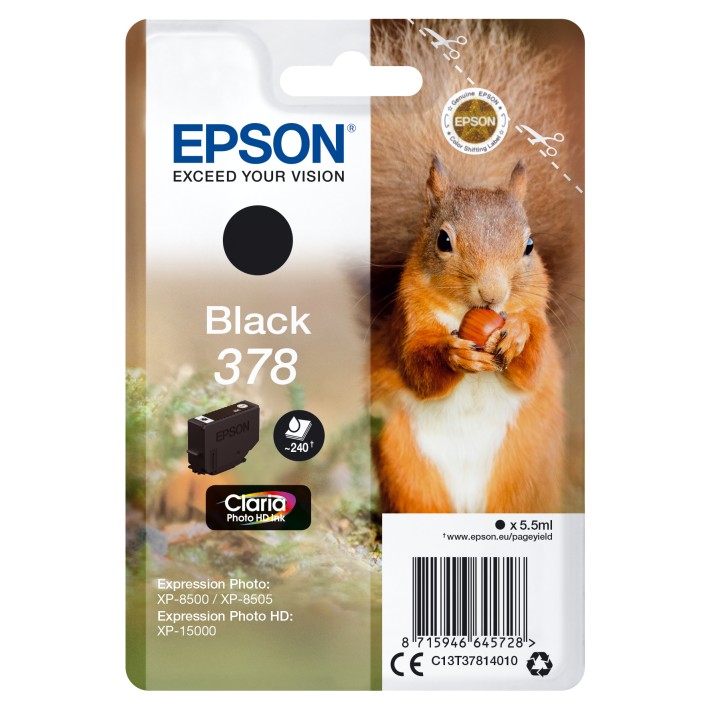 Epson Squirrel Inchiostro nero singolo Claria Photo HD Scoiattolo 378