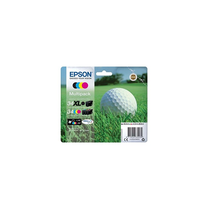 Epson Golf ball Multipack 4-colours 34 XL Black/Std. CMY DURABrite Ultra Ink