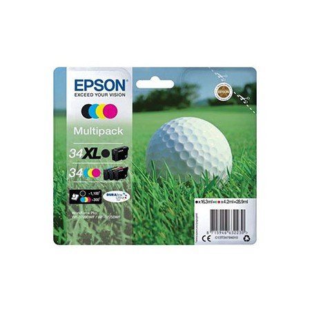 Epson Golf ball Multipack 4-colours 34 XL Black/Std. CMY DURABrite Ultra Ink