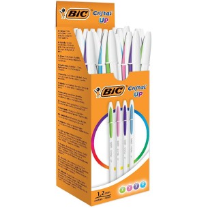 BIC Cristal Up Blu, Verde, Rosa, Viola Penna a sfera retrattile a clip Medio 20 pz