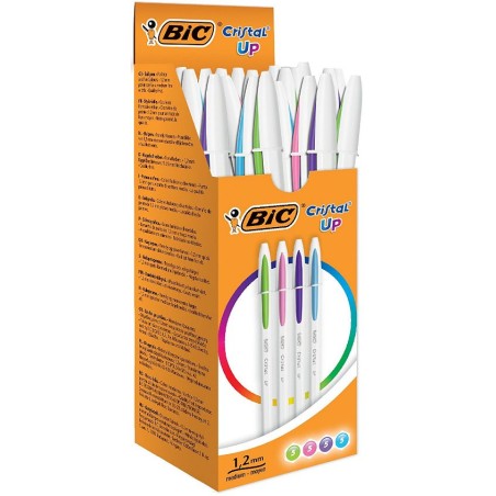 BIC Cristal Up Blu, Verde, Rosa, Viola Penna a sfera retrattile a clip Medio 20 pz