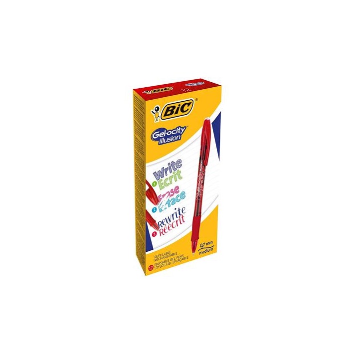 BIC Gel-ocity illusion Penna in gel con cappuccio Rosso 12 pz