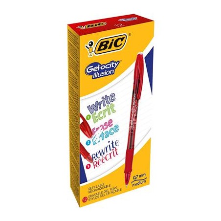 BIC Gel-ocity illusion Penna in gel con cappuccio Rosso 12 pz